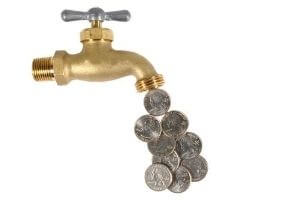 a faucet leaking money